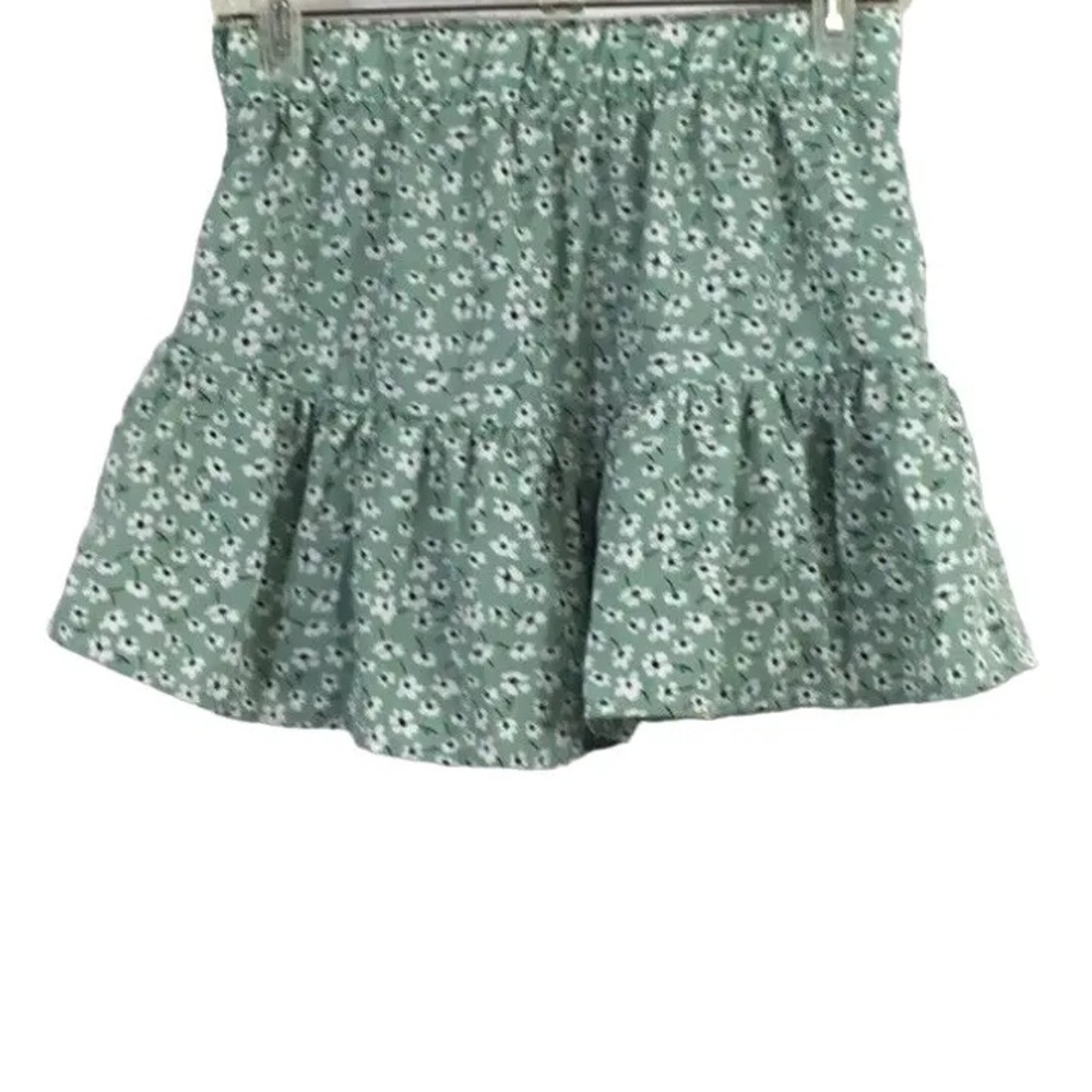 Green Floral Mini Skirt